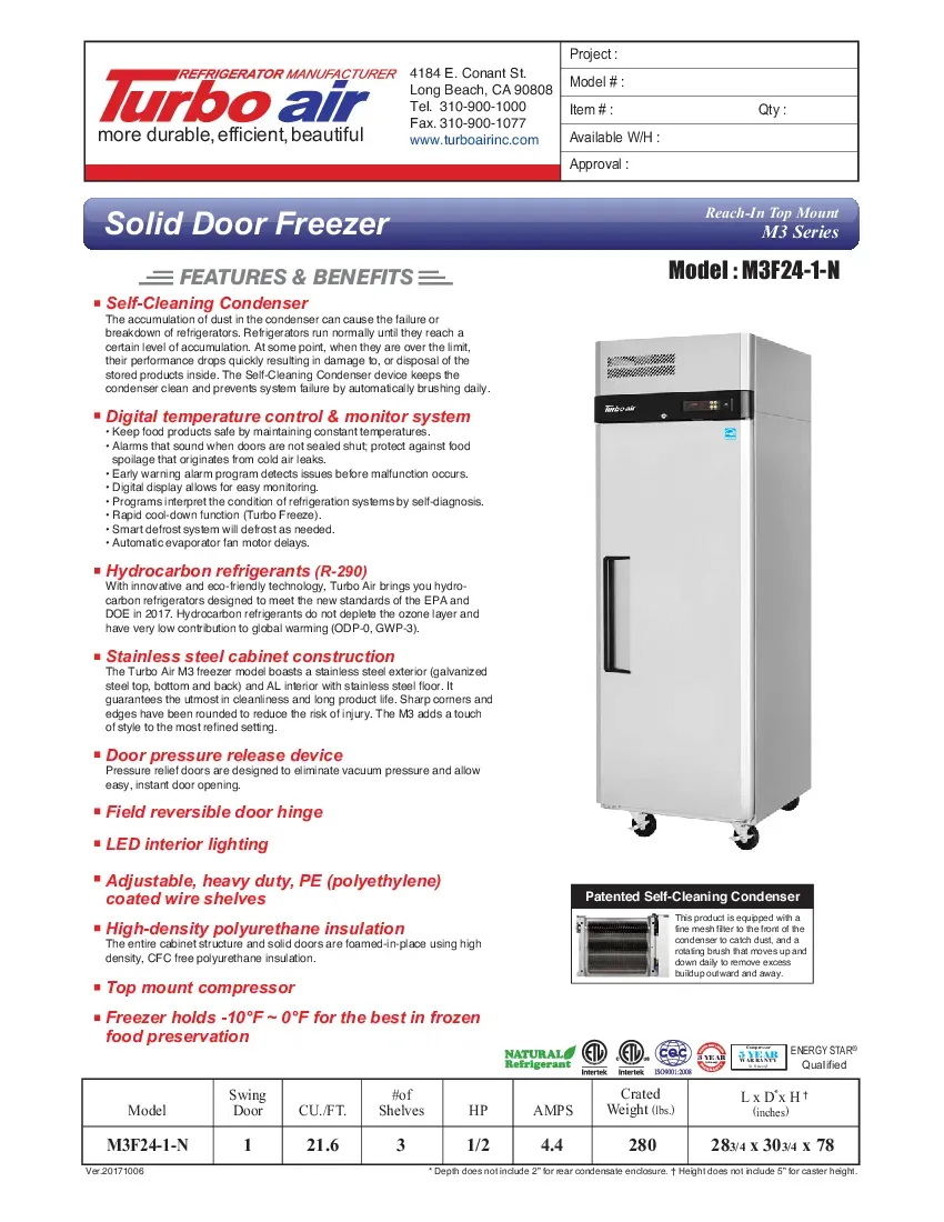turbo-air-m3f24-1-n-freezer-reach-in-115v-one-section-self-contained-specsh-260719l8lwt0.pdf