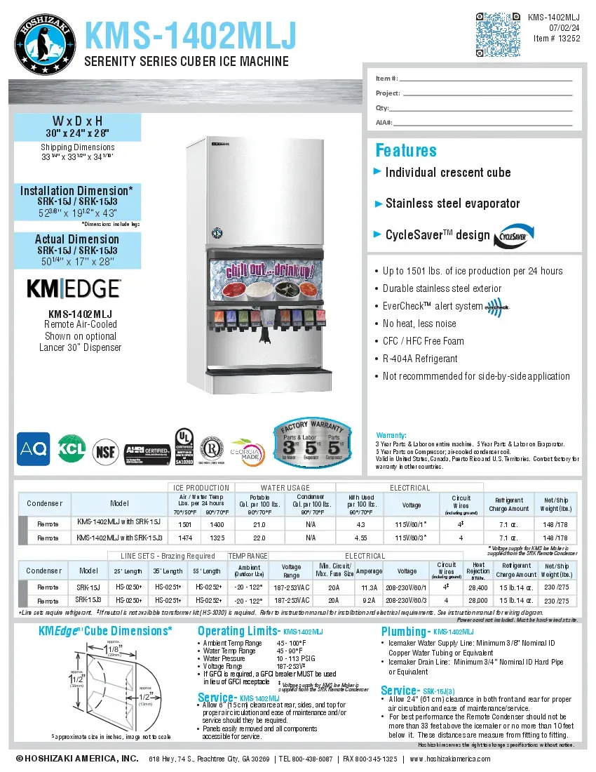 hoshizaki-kms-1402mlj-ice-maker-cube-style-crescent-cube-style-specsheet-260719cr3pcs.pdf